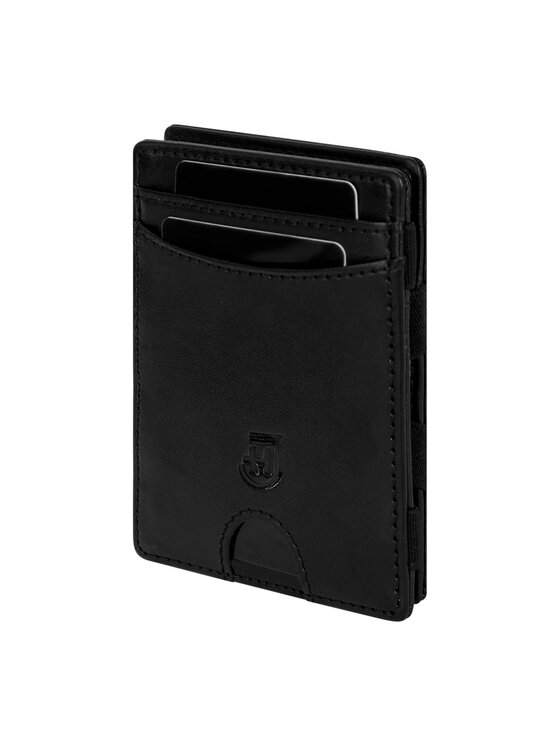 Mały Portfel Męski James Hawk, Czarny, Męski skórzany portfel slim z RFID