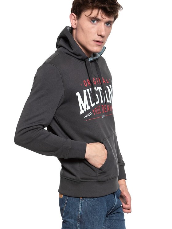 Mustang Mustang Felpa PRINTED HOODIE Grigio Regular Fit