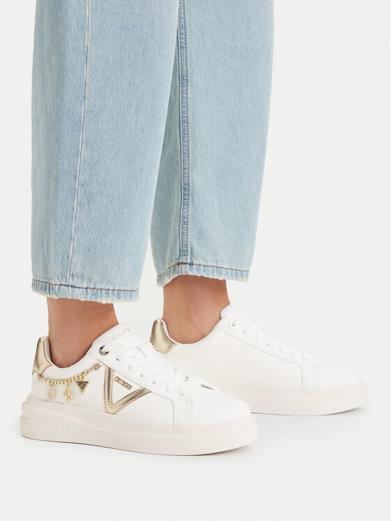 Guess Сникърси FLTBTT LEA12 Бял