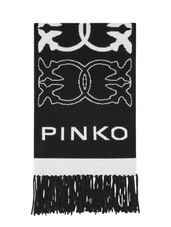 PINKO PINKO Szalik Svezia sciarpa jacquard logo Czarny