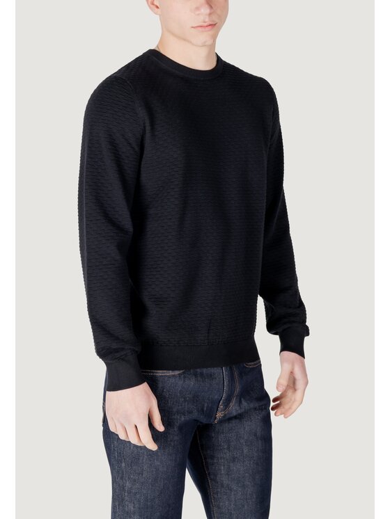 Antony Morato Antony Morato Πουλόβερ REGULAR FIT WITH LOGOED METAL BADGE Μαύρο Regular Fit