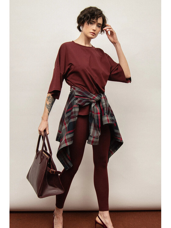 Nudyess Nudyess Leggings bawełniane Blake Bordeaux Fitted Fit