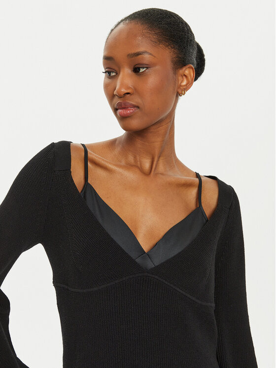 TWINSET TWINSET Komplekti kuuluvad kampsun ja kleit 242TP3112 Must Relaxed Fit