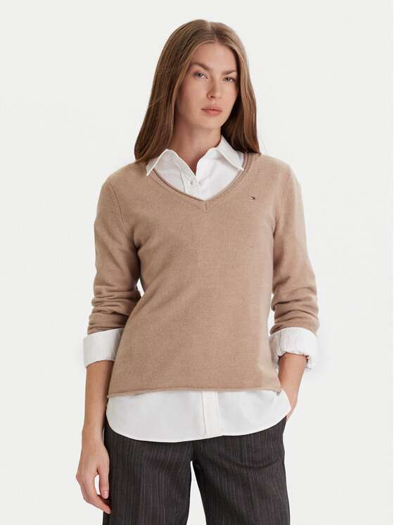 Tommy Hilfiger Tommy Hilfiger Пуловер WW0WW43505 Бежов Regular Fit