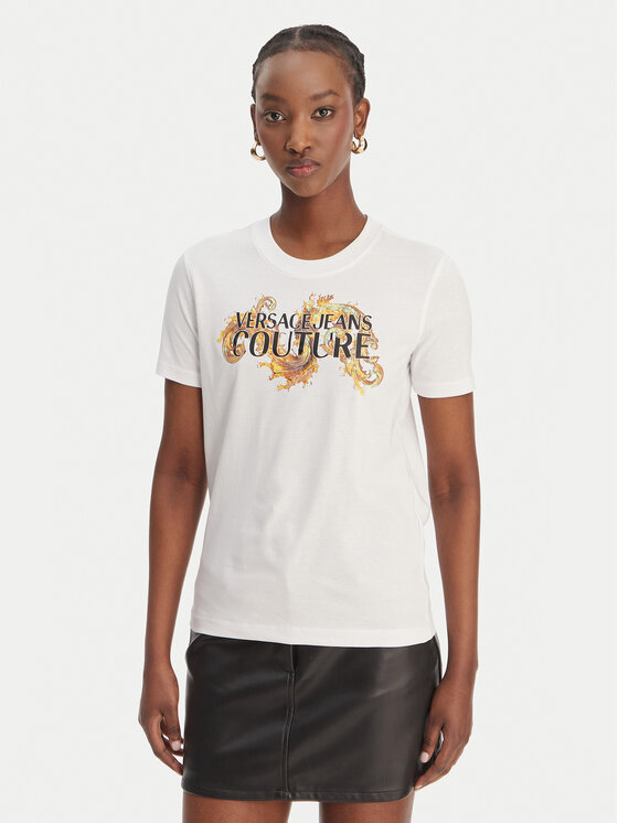 Versace Jeans Couture Versace Jeans Couture Marškinėliai 80HAHE02 CJ00E Balta Regular Fit