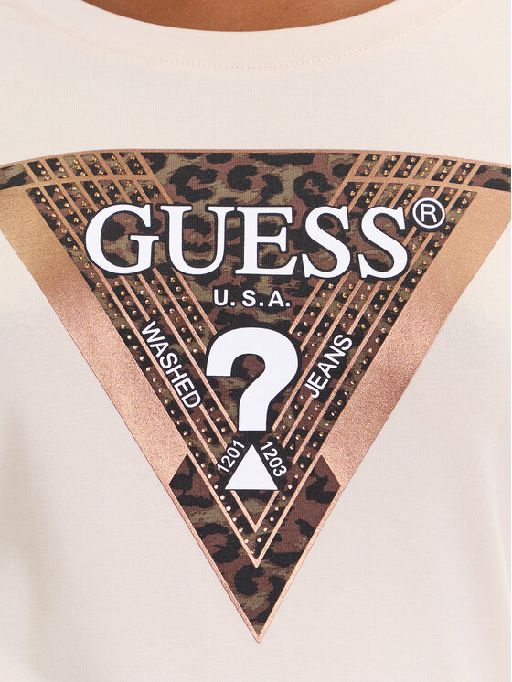 Guess Guess Μπλουζάκι W5BI75 J1314 Μπεζ Regular Fit
