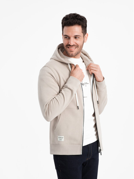 Ombre Ombre Mikina OM-SSBZ-0178 Béžová Classic Fit