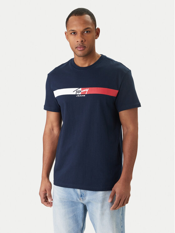 Tommy Jeans Tricou DM0DM22539 Bleumarin Regular Fit