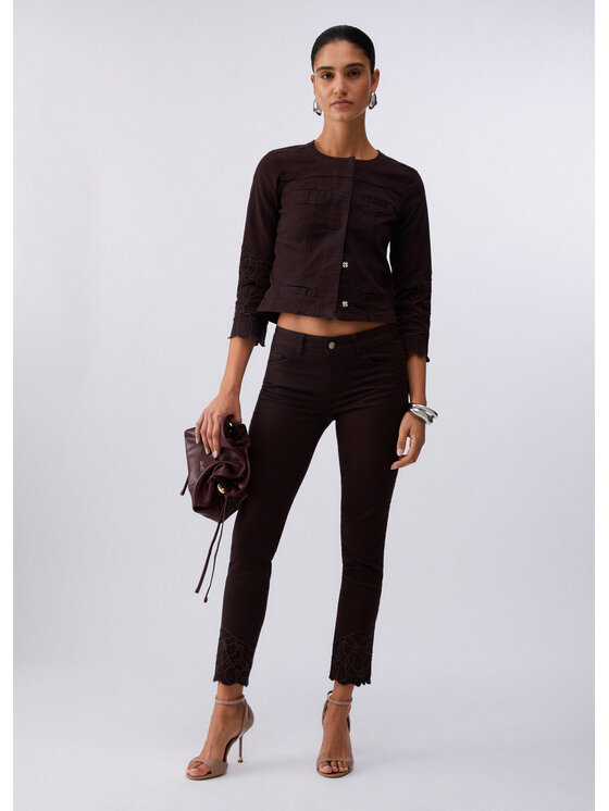 Liu Jo Liu Jo Spodnie materiałowe WA6260T367AP9688 Fioletowy Slim Fit