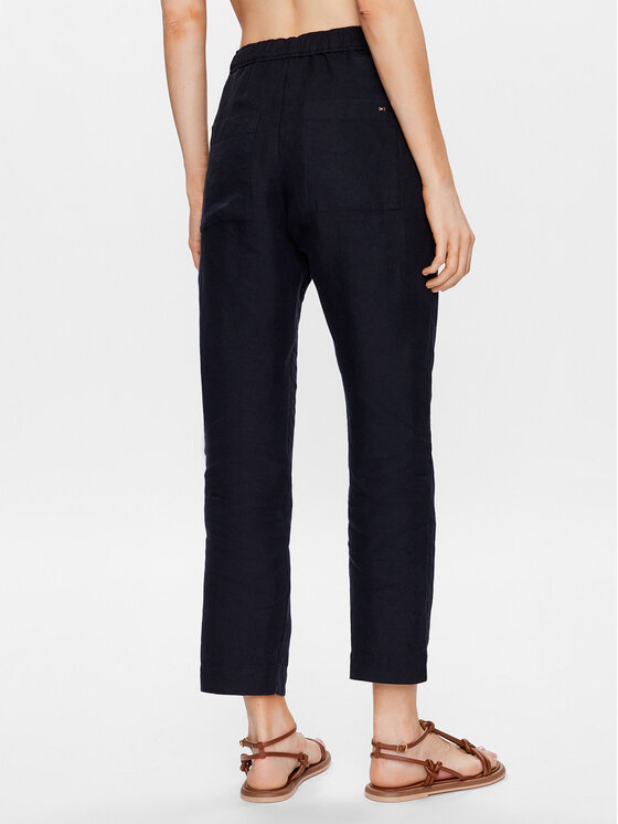 Tommy Hilfiger Tommy Hilfiger Pantaloni di tessuto WW0WW37752 Blu scuro Boyfriend Fit