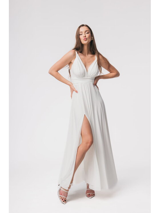 Aurora Aurora Sukienka koktajlowa Milo ślubna Biały Feminine Fit