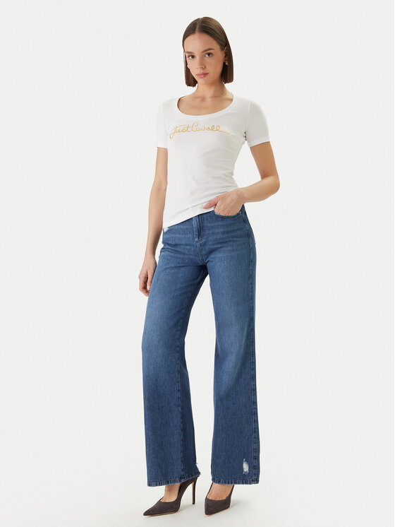 Just Cavalli Just Cavalli Тишърт 80PAHT02 CJ502 Бял Slim Fit