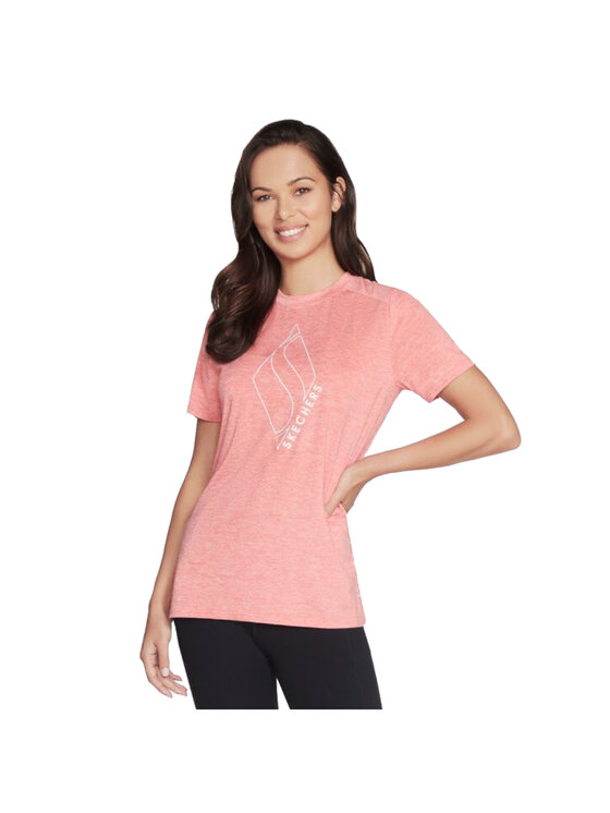 Skechers Skechers T-Shirt Skechers Diamond Blissful Tee Różowy Regular Fit
