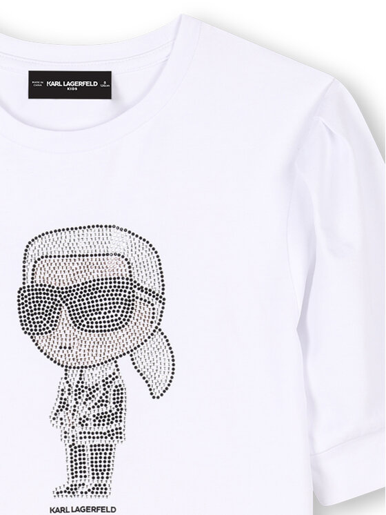 Karl Lagerfeld Kids Karl Lagerfeld Kids Sukienka codzienna Z30458 S Biały Regular Fit