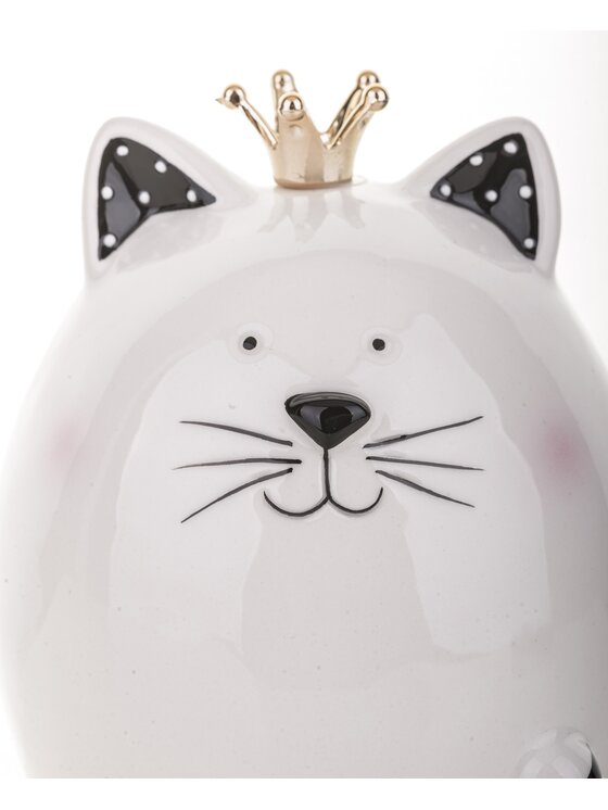 MIAhome MIAhome Skarbonka ceramiczna - 12x10x10 cm kotek GATTINO w koronie Biały