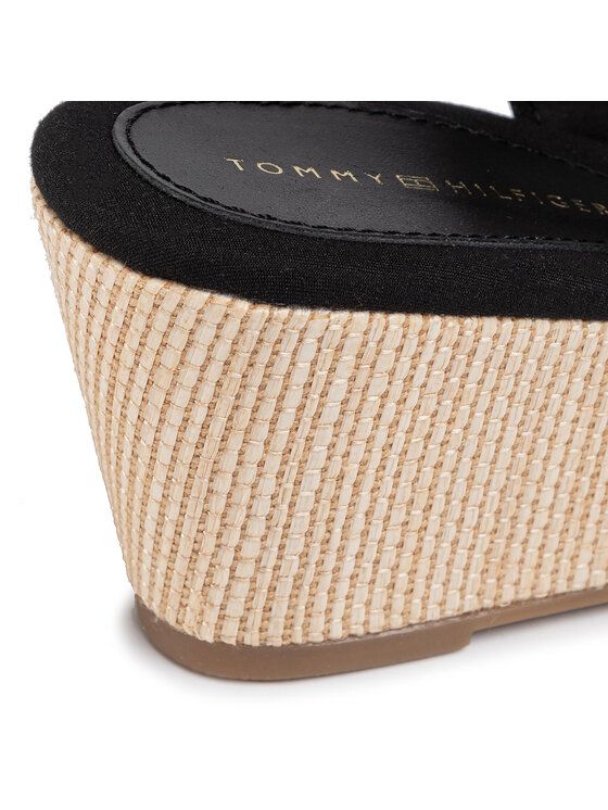 Tommy Hilfiger Tommy Hilfiger Espadrile Iconic Elba Sling Back Wedge FW0FW04788 Negru