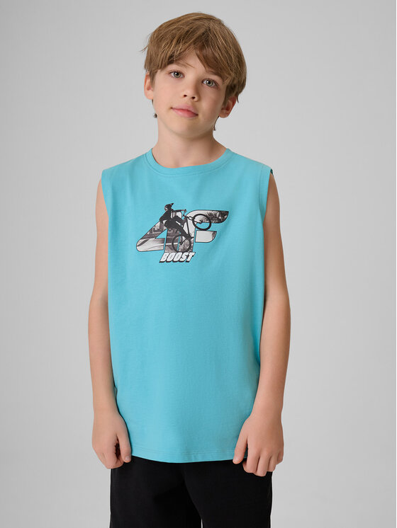 4F 4F Tank top PLAY SEASON Turkusowy Regular Fit