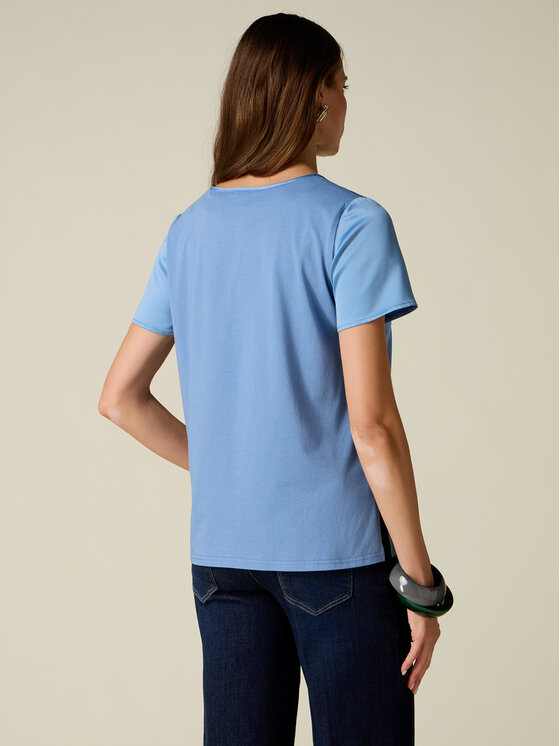 Oltre Oltre T-Shirt G384J204556N009 Turkusowy Regular Fit