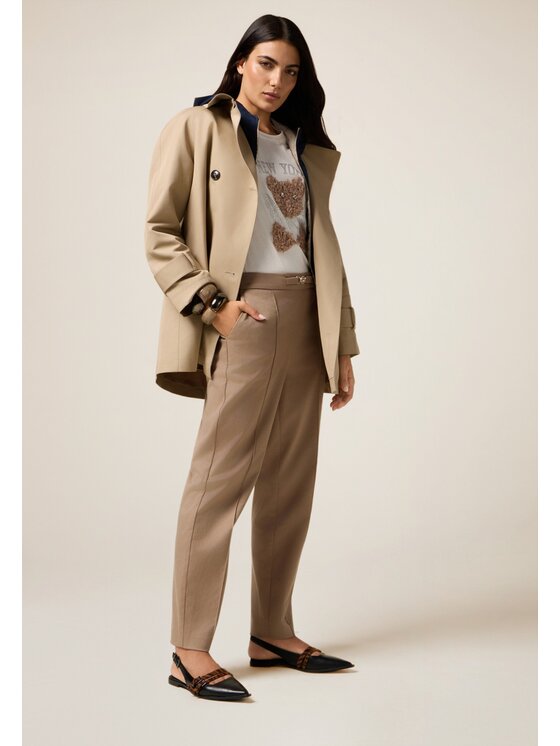 Oltre Oltre Pantaloni di tessuto P734R008768N002 Écru Regular Fit