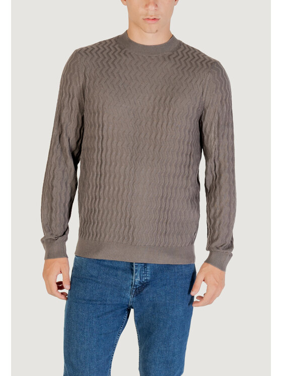 Armani Exchange Męski Sweter, rozmiar L, Brązowy, PULLOVER