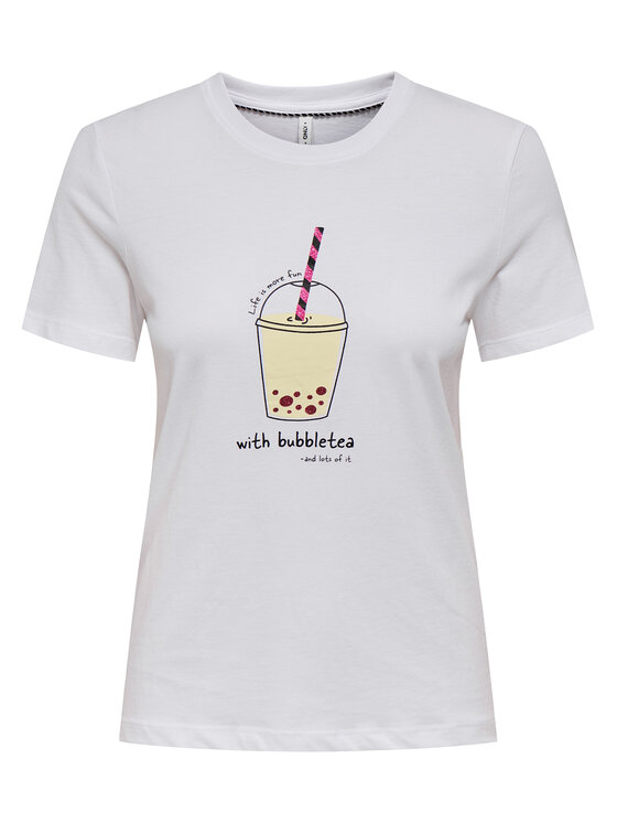ONLY ONLY T-Shirt Fun Life 15349901 Biały Regular Fit