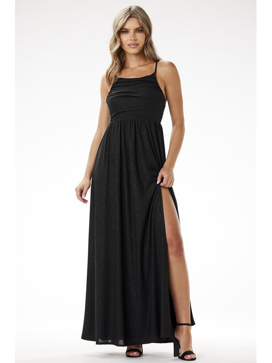Awama Awama Večerní šaty A696 Černá Basic Fit