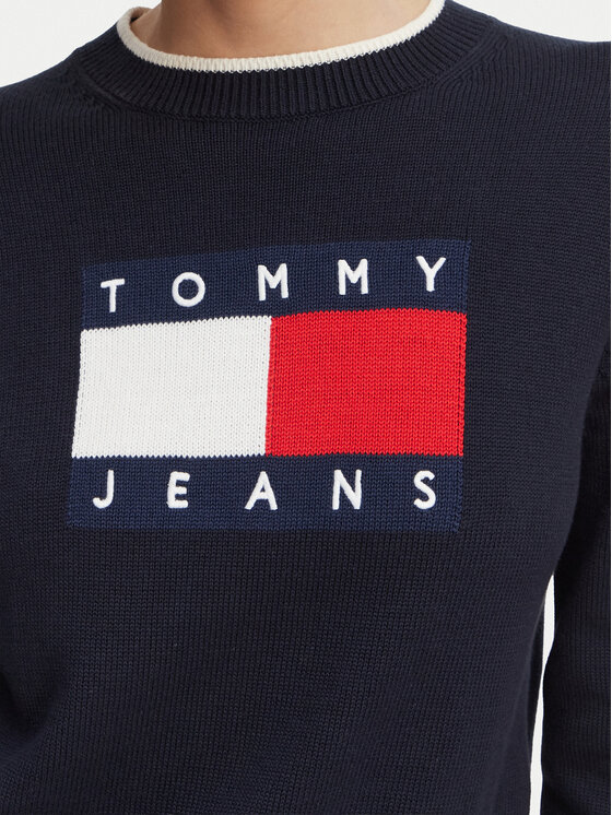 Tommy Jeans Tommy Jeans Pulover Intarsia Flag Badge DW0DW22316 Mornarsko modra Relaxed Fit