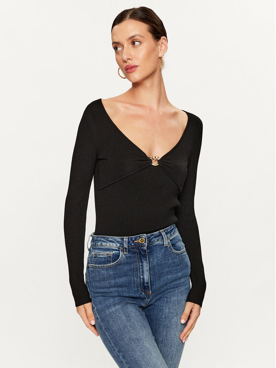 Pinko Sveter Giraffa 101846 A15S Čierna Slim Fit
