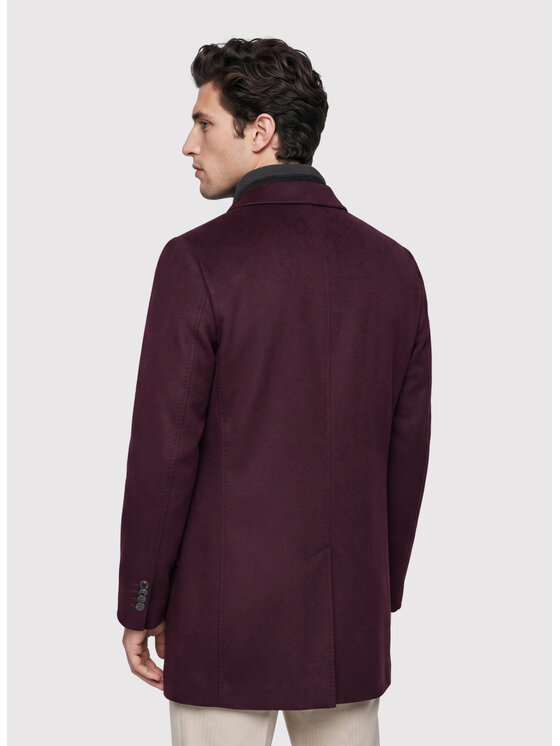 Pako Lorente Pako Lorente Płaszcz wełniany P26WP-7X-006 Bordowy Straight Fit