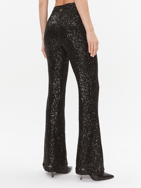 TWINSET TWINSET Kalhoty z materiálu 232TT2284 Černá Regular Fit