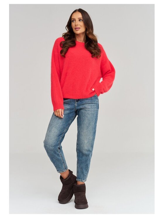 Makadamia Makadamia Sweter C93 Pomarańczowy Loose Fit