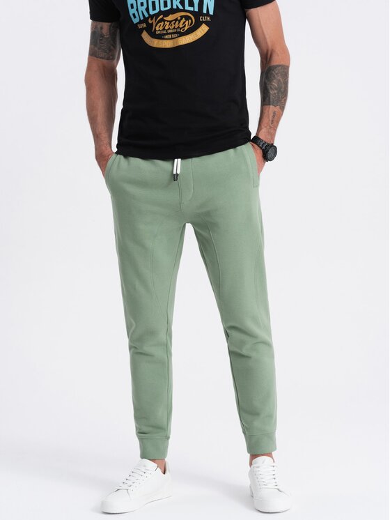 Ombre Ombre Joggery OM-PABS-0173 Zielony Regular Fit
