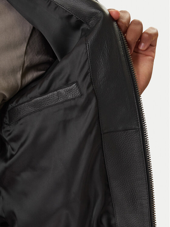 BOSS BOSS Bőrkabát Jakri 50552151 Fekete Regular Fit