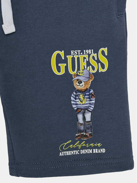 Guess Guess Шорти от плат N5RD03 KAD74 Тъмносин Relaxed Fit