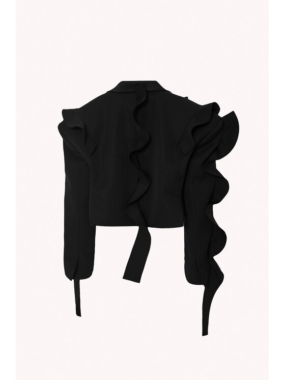 Epuzer Epuzer Marynarka Ruffled wool Czarny Standard Fit