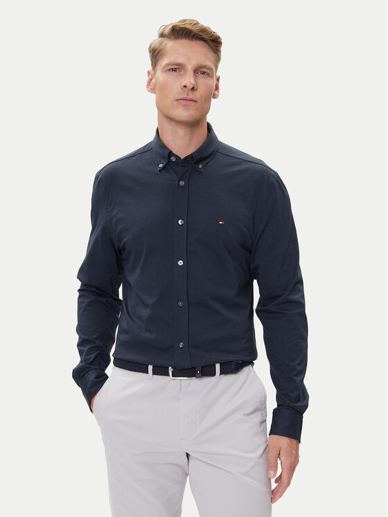 Tommy Hilfiger Koszula Performance MW0MW39418 Granatowy Slim Fit
