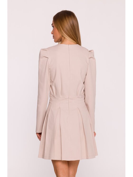 Made of Emotion Made of Emotion Sukienka koktajlowa M884 Beżowy Modern Fit