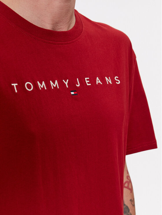 Tommy Jeans Tommy Jeans T-Shirt Linear Logo DM0DM17993 Červená Regular Fit