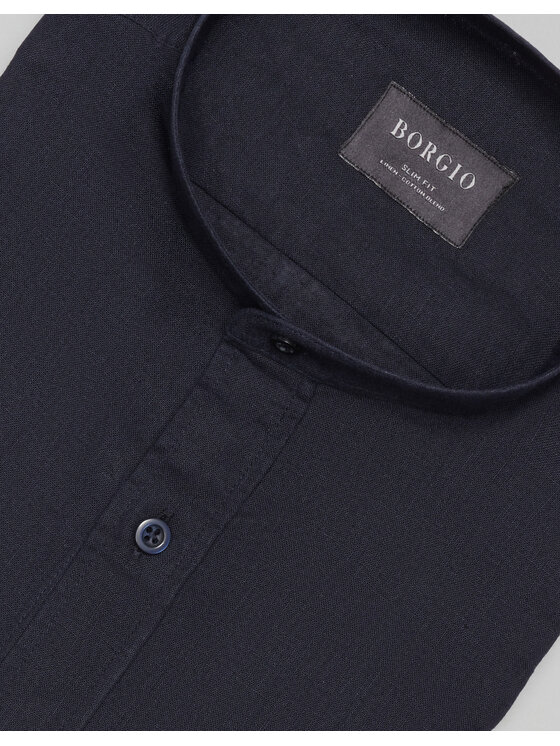 Borgio Borgio Koszula lentane Granatowy Slim Fit