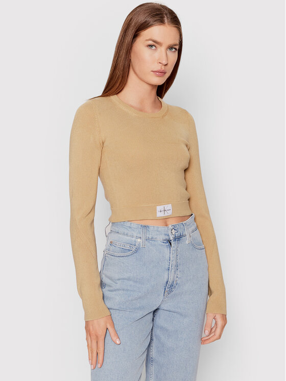 Calvin Klein Jeans Calvin Klein Jeans Sweter J20J219156 Beżowy Slim Fit