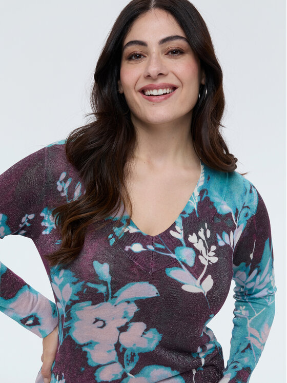 Fiorella Rubino Fiorella Rubino Sweter M103L008377N0Z9 Bordowy Regular Fit