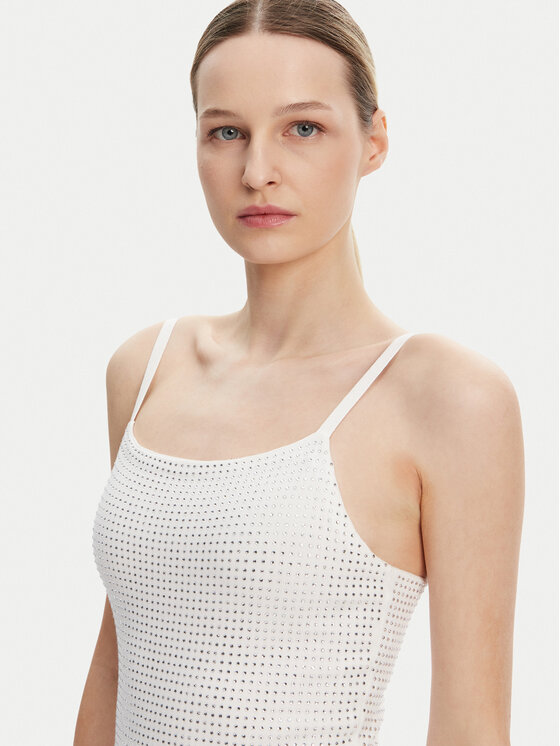 Guess Guess Džemper haljina W5GK45 Z3MN2 Bijela Regular Fit
