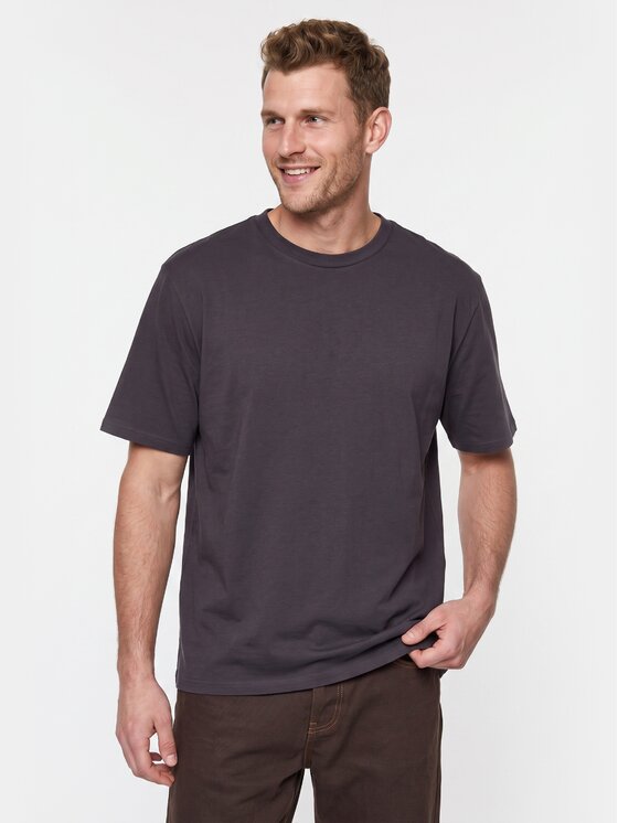 BASICLO BASICLO T-Shirt W-2031-3003 Szary ciemny Oversize