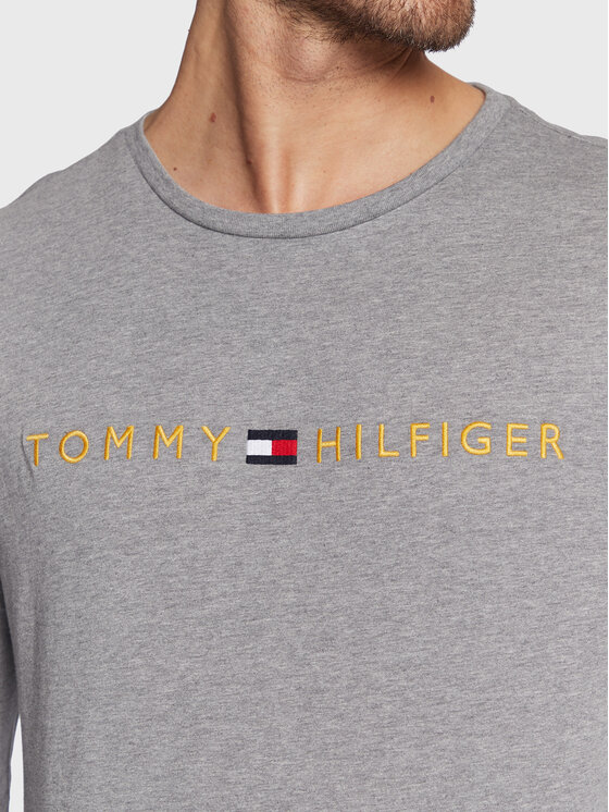 Tommy Hilfiger Tommy Hilfiger Longsleeve Logo Gold UM0UM01640 Szary Regular Fit