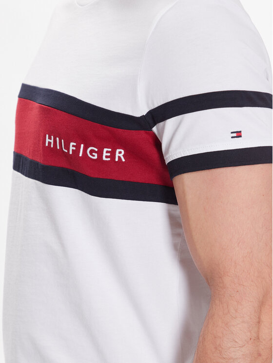 Tommy Hilfiger T-shirt Colorblock Placement MW0MW29282 Bianco Slim Fit ...