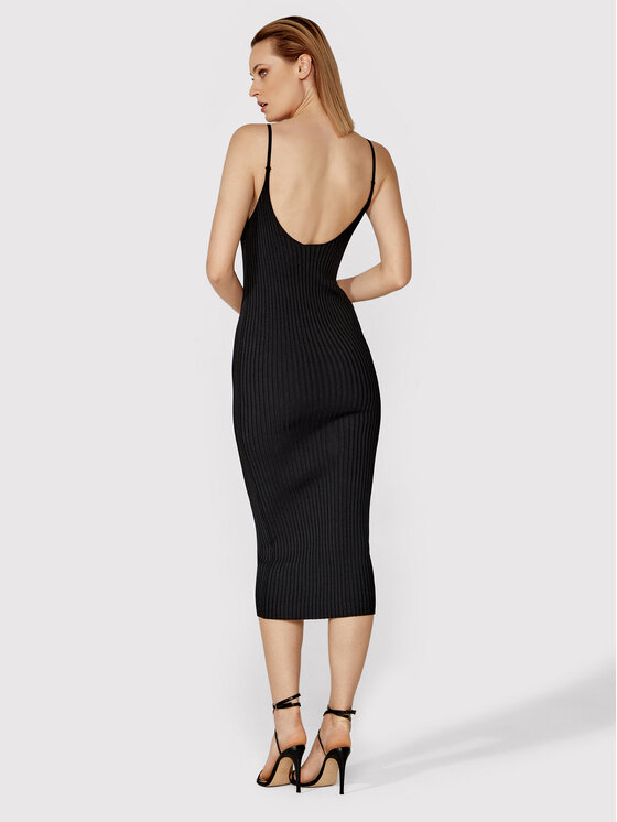 Simple Simple Ljetna haljina SUD007 Crna Slim Fit