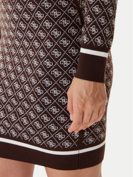 Guess Guess Трикотажна сукня W5BK25 Z3JD2 Коричневий Slim Fit