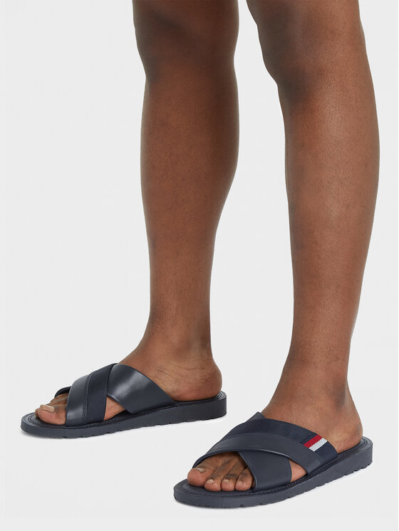 Tommy Hilfiger Tommy Hilfiger Klapki Core Hilfiger Lth Criss C Sandal FM0FM05010 Granatowy
