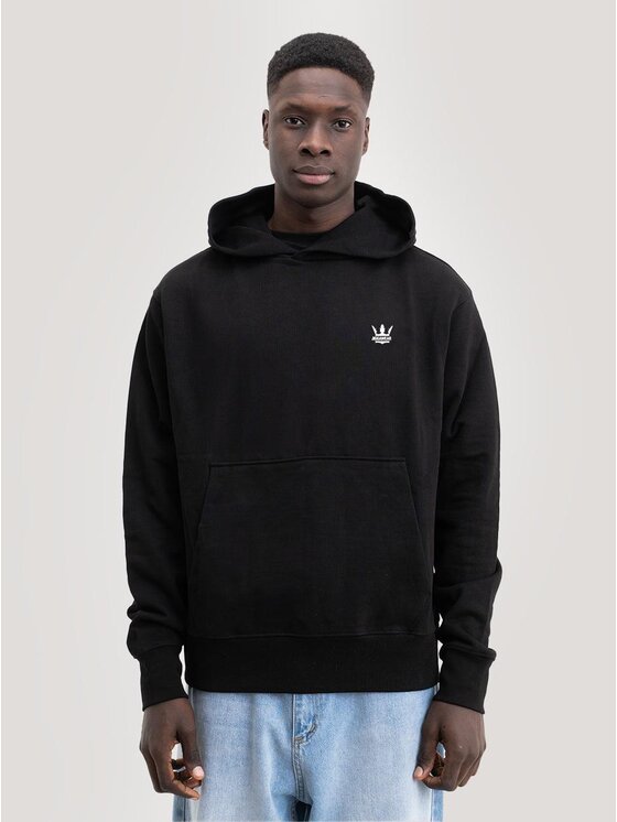 Jigga Wear Jigga Wear Bluza Bluza Z Kapturem Oversize Męska Czarna / Biała Jigga Wear Crown XL Czarny Oversize