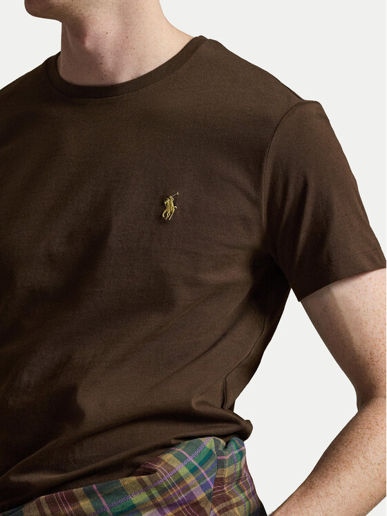 Polo Ralph Lauren Polo Ralph Lauren T-shirt 710671438533 Tamno smeđa Custom Slim Fit
